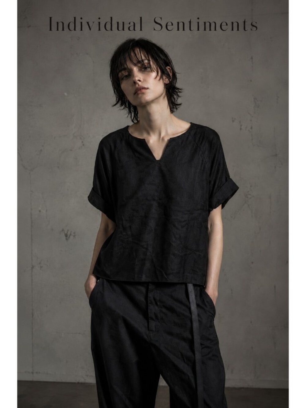 Individual Sentiments Black Linen Blend Textured Pullover Top 2 Japan Minimalist